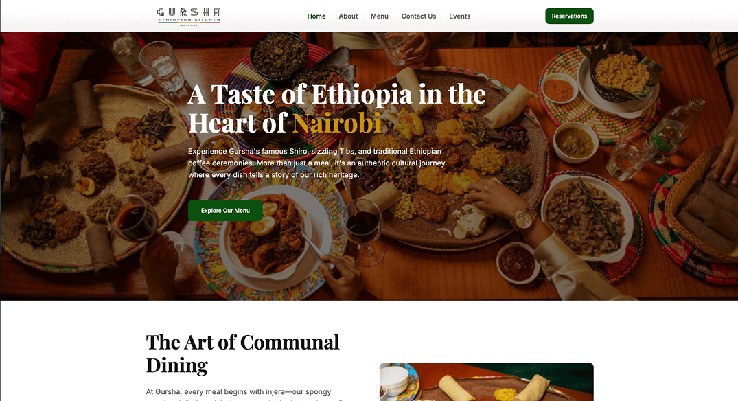 GURSHA ETHIOPIAN KITCHEN screenshot